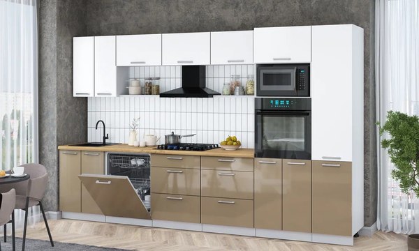 Купить Кухонный гарнитур Интерлиния Мила Gloss 3.4-ПМ1 в Бобруйске