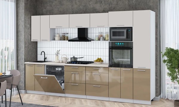 Купить Кухонный гарнитур Интерлиния Мила Gloss 3.4-ПМ1 в Бобруйске