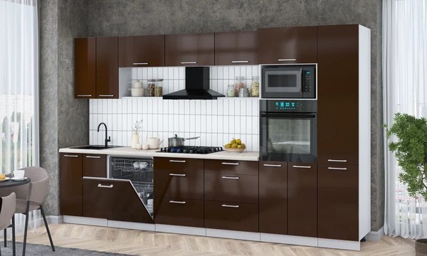 Купить Кухонный гарнитур Интерлиния Мила Gloss 3.4-ПМ1 в Бобруйске