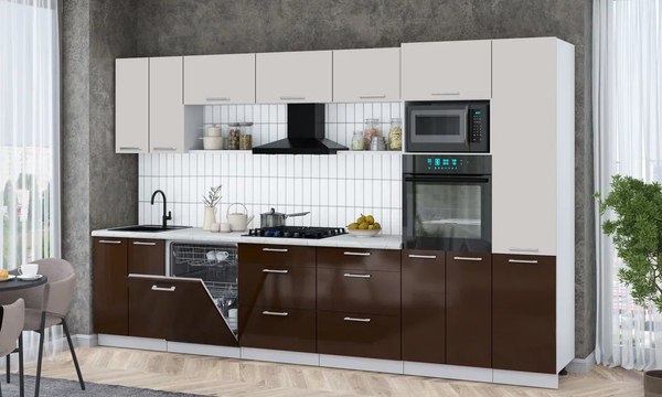 Купить Кухонный гарнитур Интерлиния Мила Gloss 3.4-ПМ1 в Бобруйске