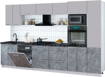 

Кухонный гарнитур, Мила Gloss 3.4-ПМ1