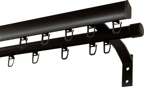 Карниз для штор Divades Калитва 35x15/D 19мм 2-рядный / 90121160 (черный, 1.6м)