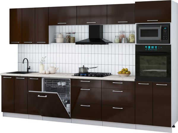 Кухонный гарнитур Интерлиния Мила Gloss 3.3-ПМ1-2