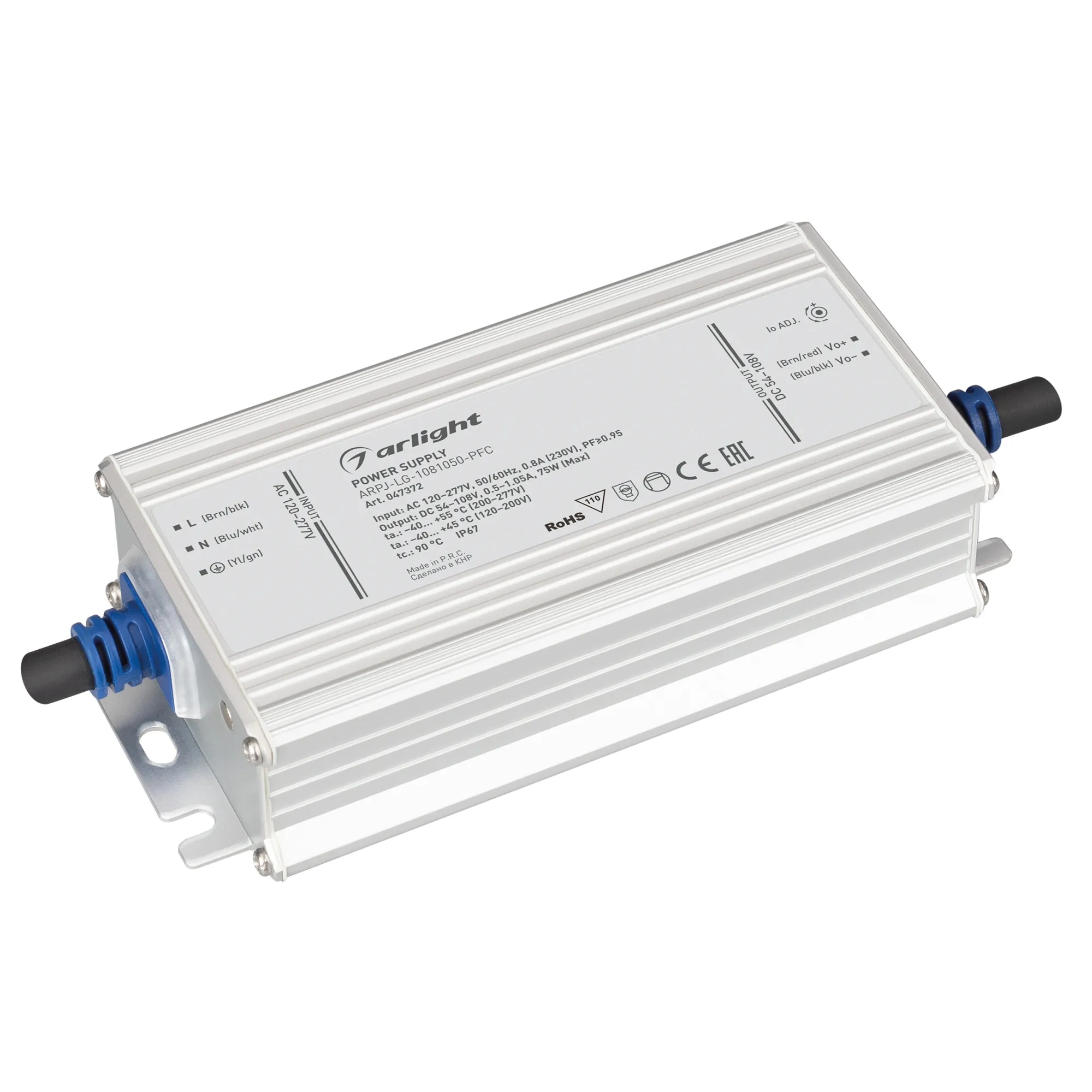 Блок питания для светильника Arlight ARPJ-LG-1081050-PFC 75W 54-108V 0.5-1.05A / 047372