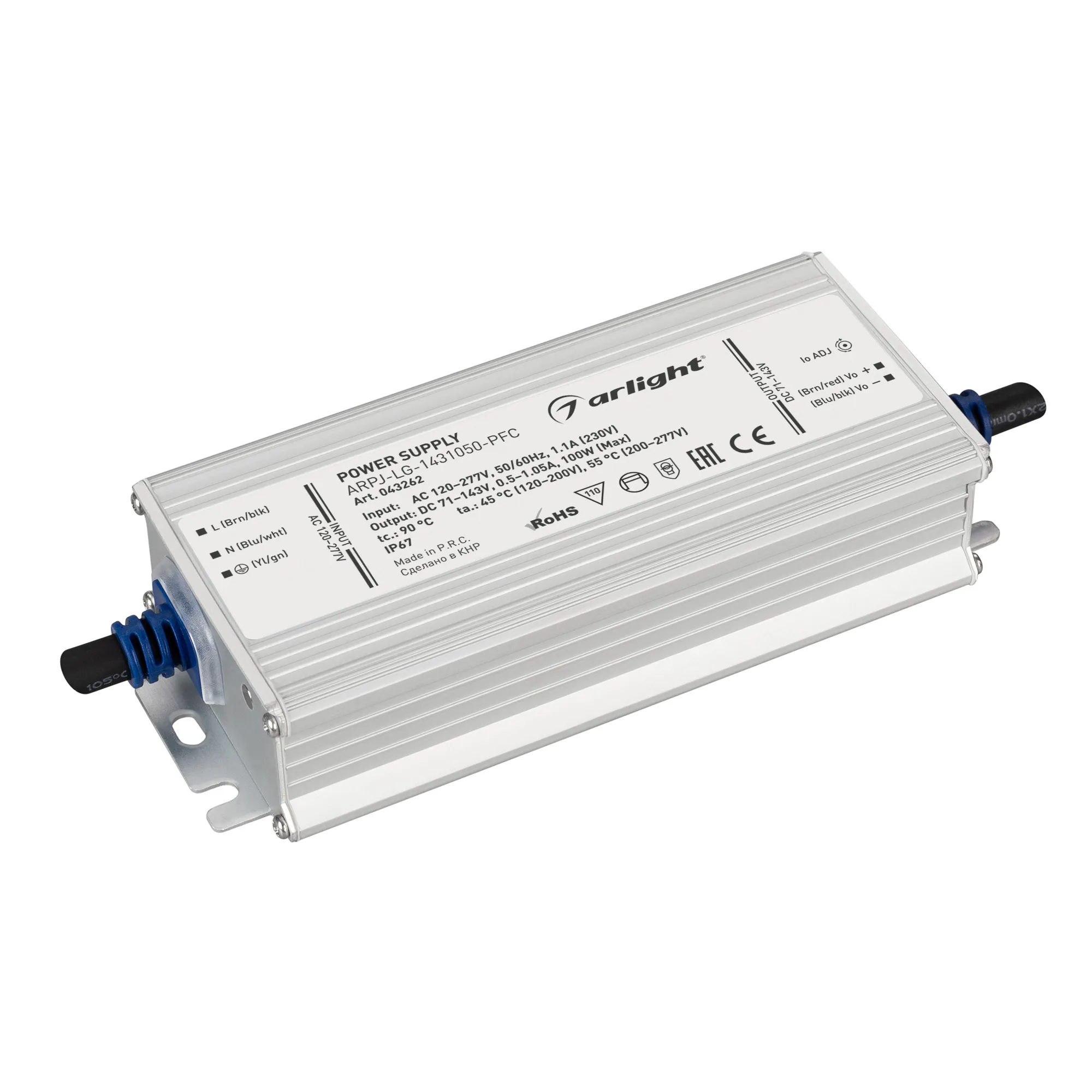 Блок питания для светильника Arlight ARPJ-LG-1431050-PFC 100W 71-143V 0.5-1.05A / 043262