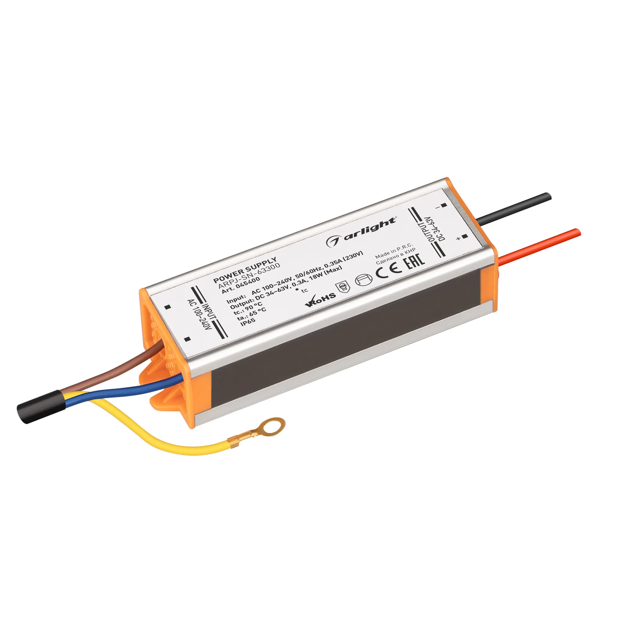 Блок питания для светильника Arlight ARPJ-SN-63300 18W 34-63V 300mA / 045400
