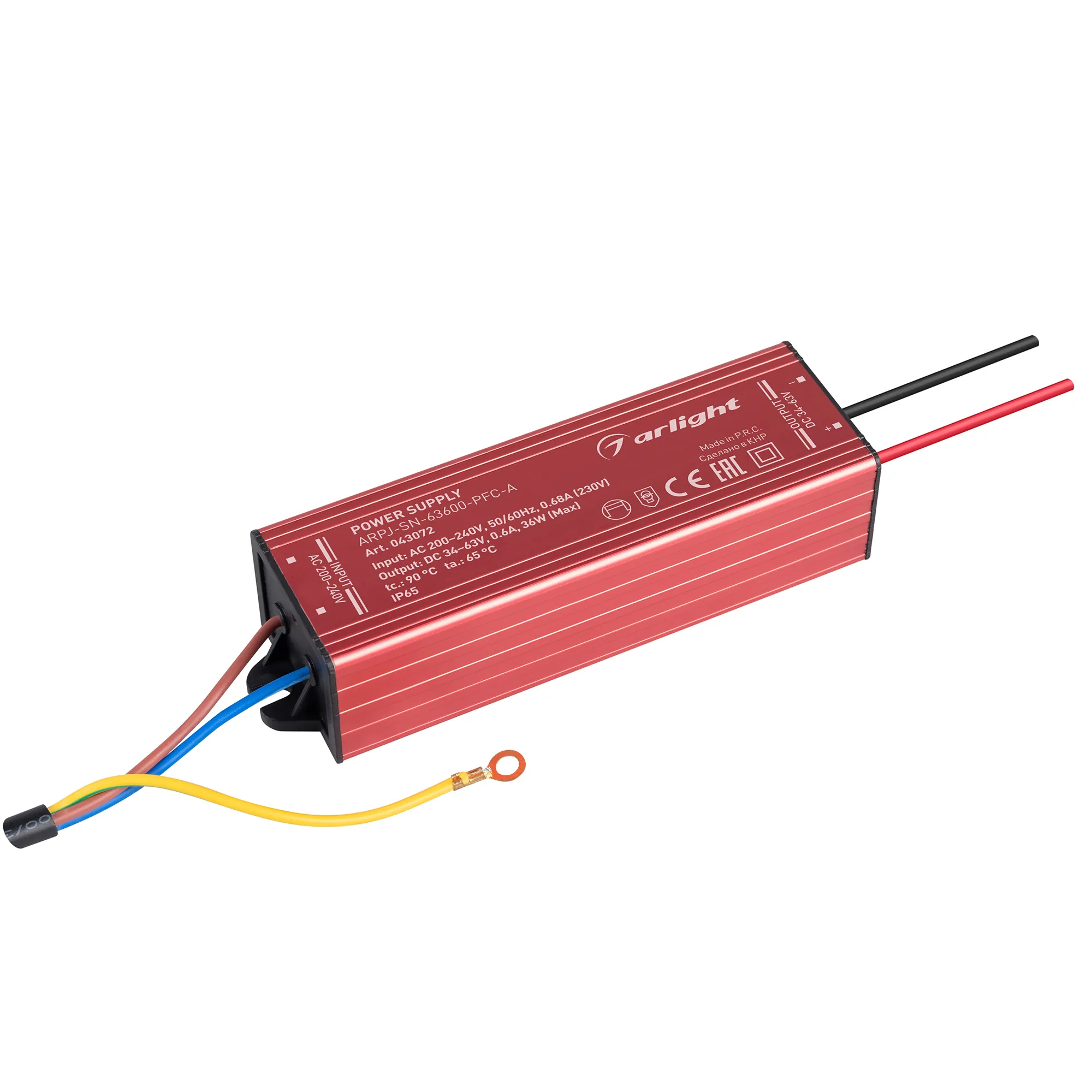 Блок питания для светильника Arlight ARPJ-SN-63600-PFC-A 36W 34-63V 600mA / 043072