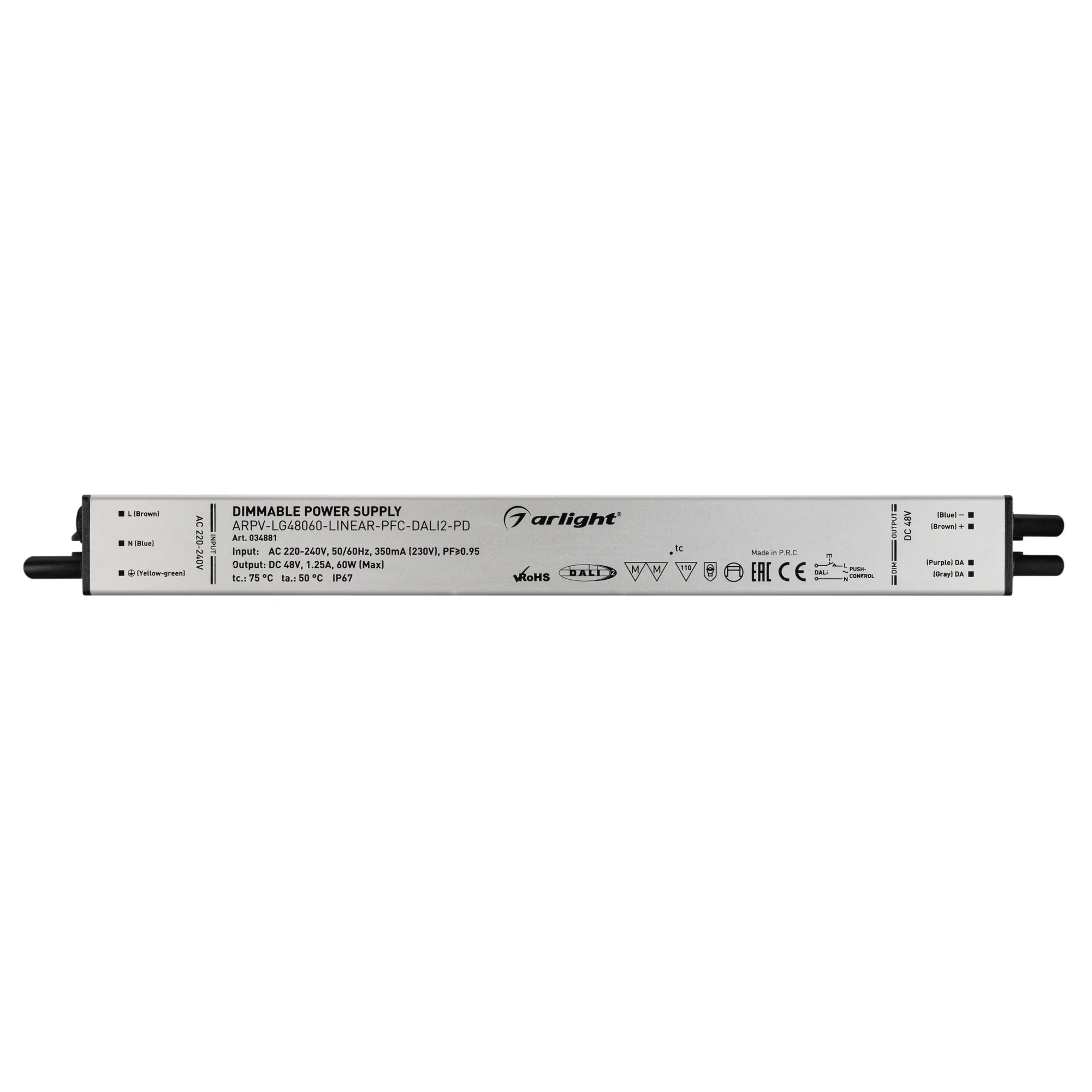 Блок питания для светильника Arlight ARPV-LG48060-LINEAR-PFC-DALI2-PD 48V 1.25A 60W / 034881 — фото 2