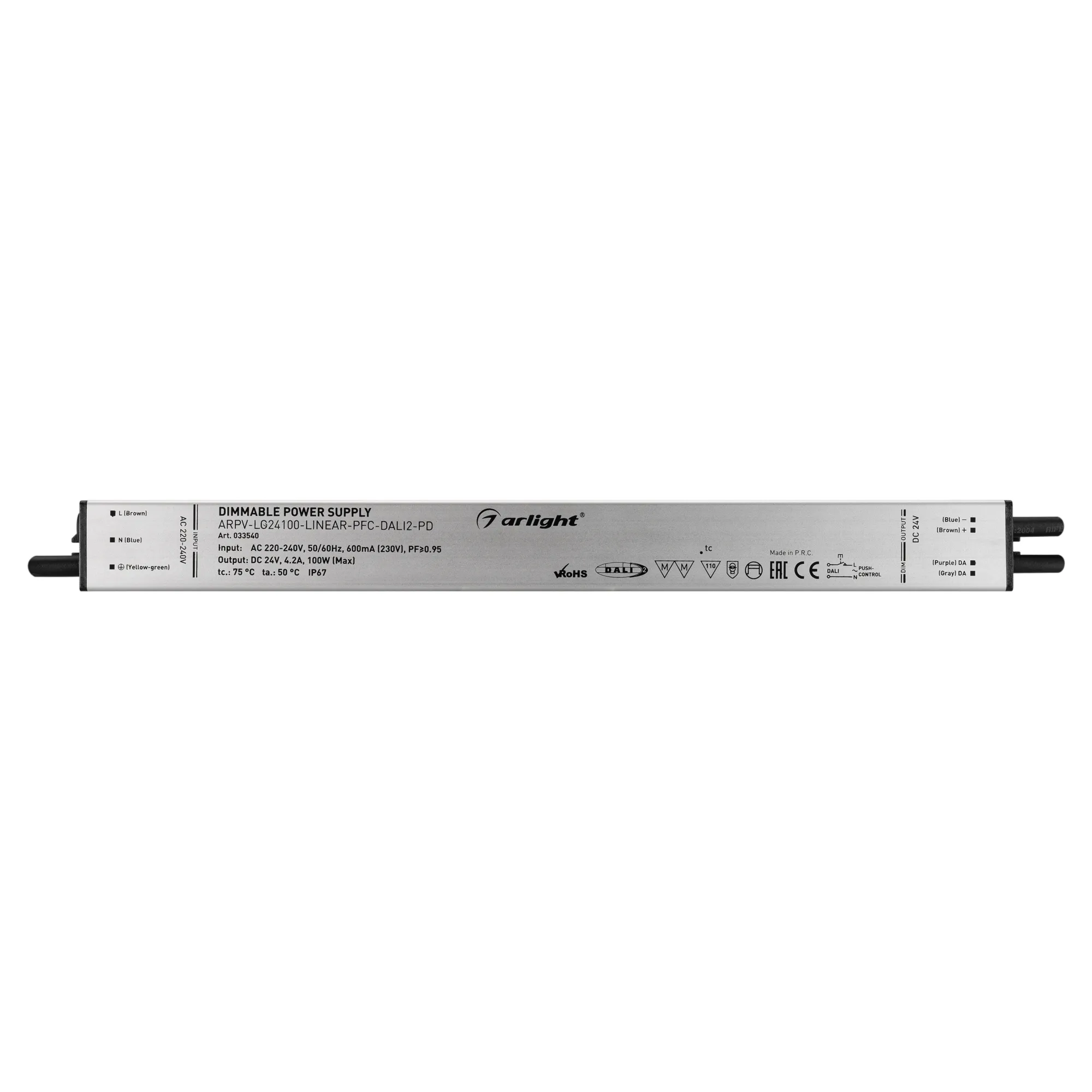 Блок питания для светильника Arlight ARPV-LG24100-LINEAR-PFC-DALI2-PD 24V 4.2A 100W / 033540 — фото 3