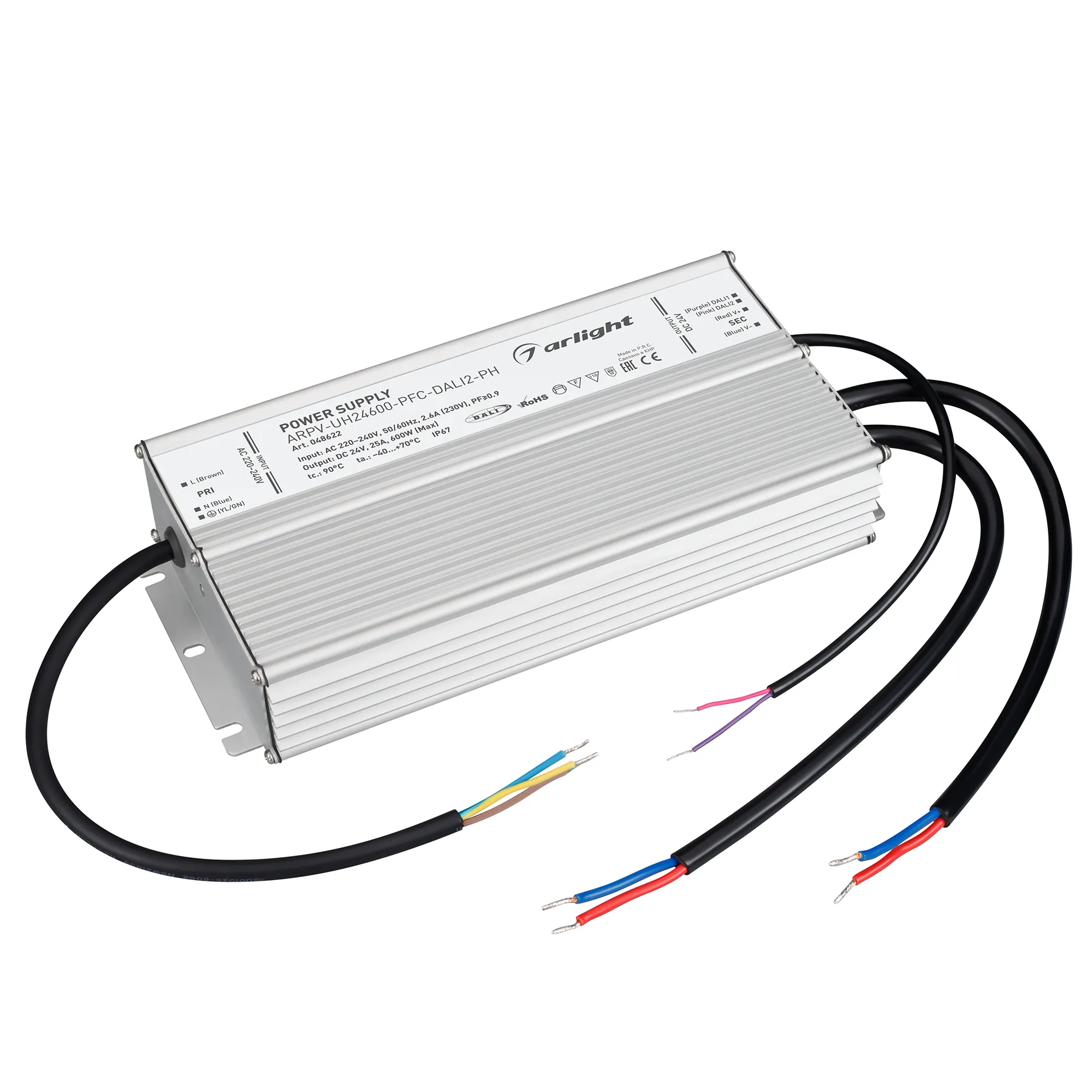 Блок питания для светильника Arlight ARPV-UH24600-PFC-DALI2-PH 24V 25A 600W / 048622 — фото 2