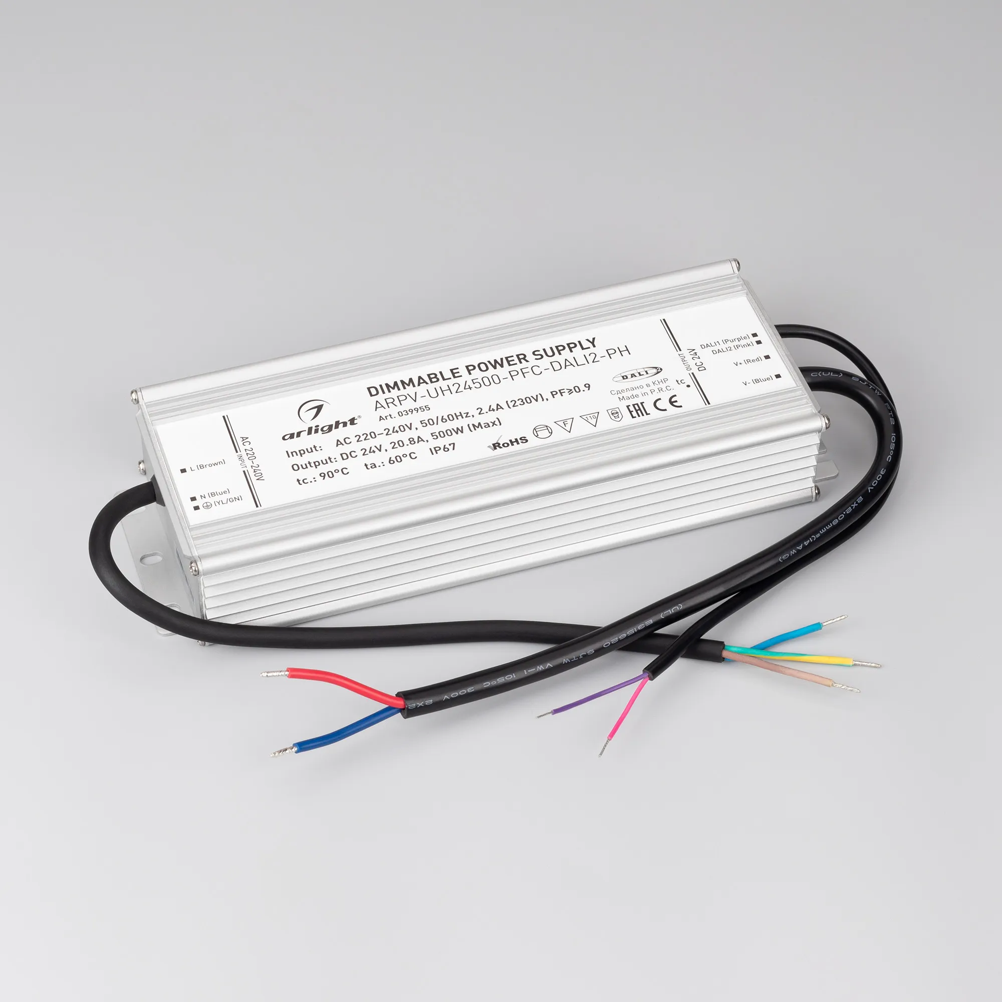 Блок питания для светильника Arlight ARPV-UH24500-PFC-DALI2-PH 24V 20.8A 500W / 039955 — фото 2