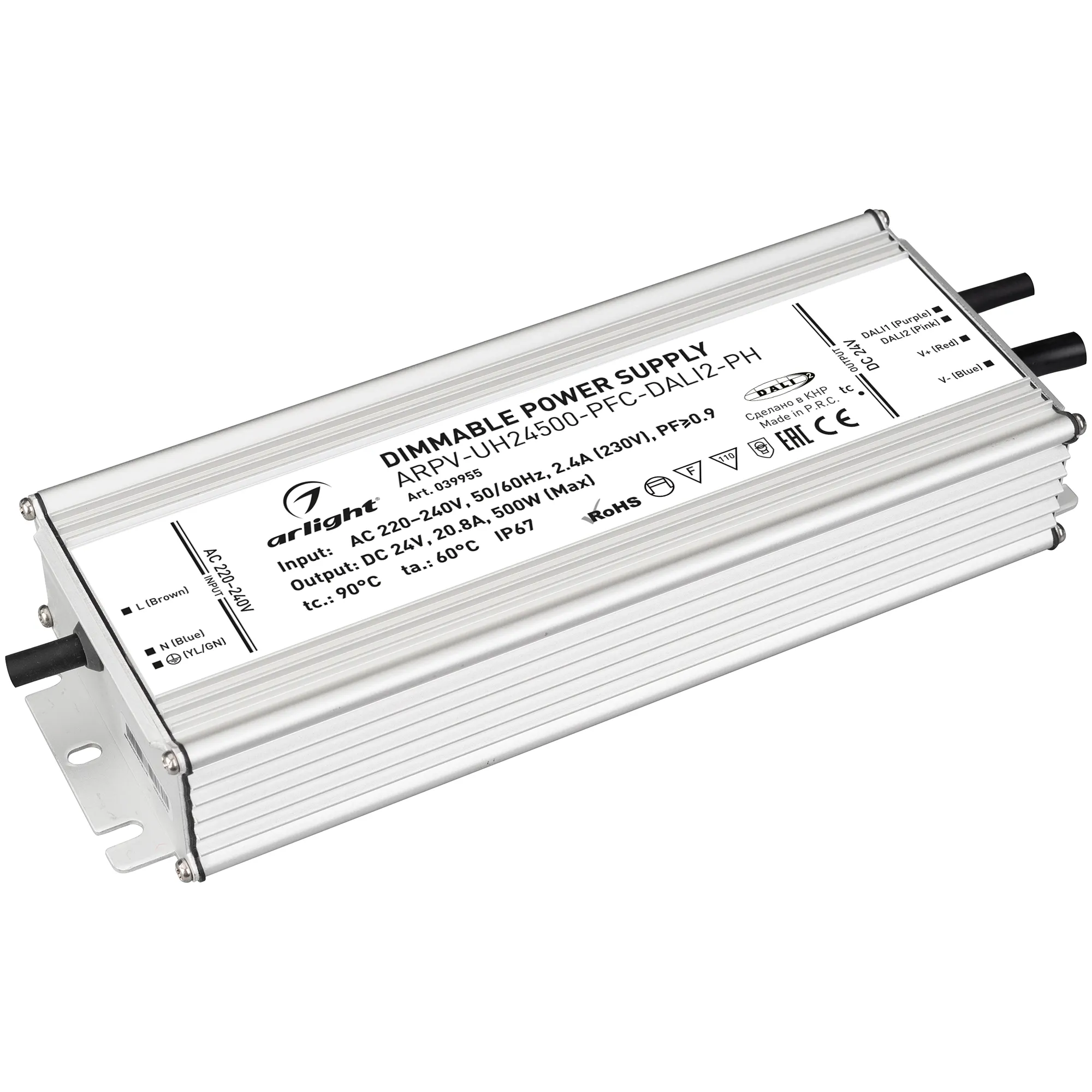 Блок питания для светильника Arlight ARPV-UH24500-PFC-DALI2-PH 24V 20.8A 500W / 039955