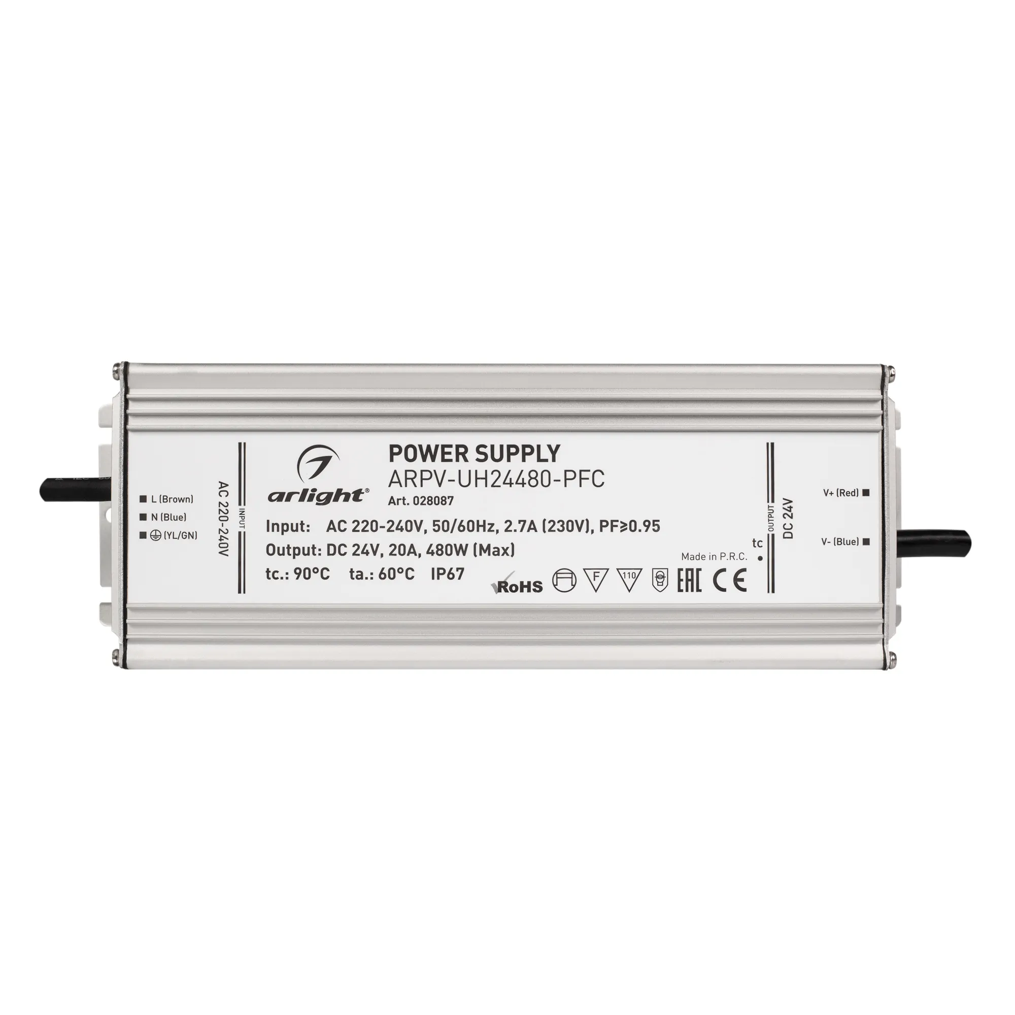 Блок питания для светильника Arlight ARPV-UH24480-PFC 24V 20A 480W / 028087 — фото 3