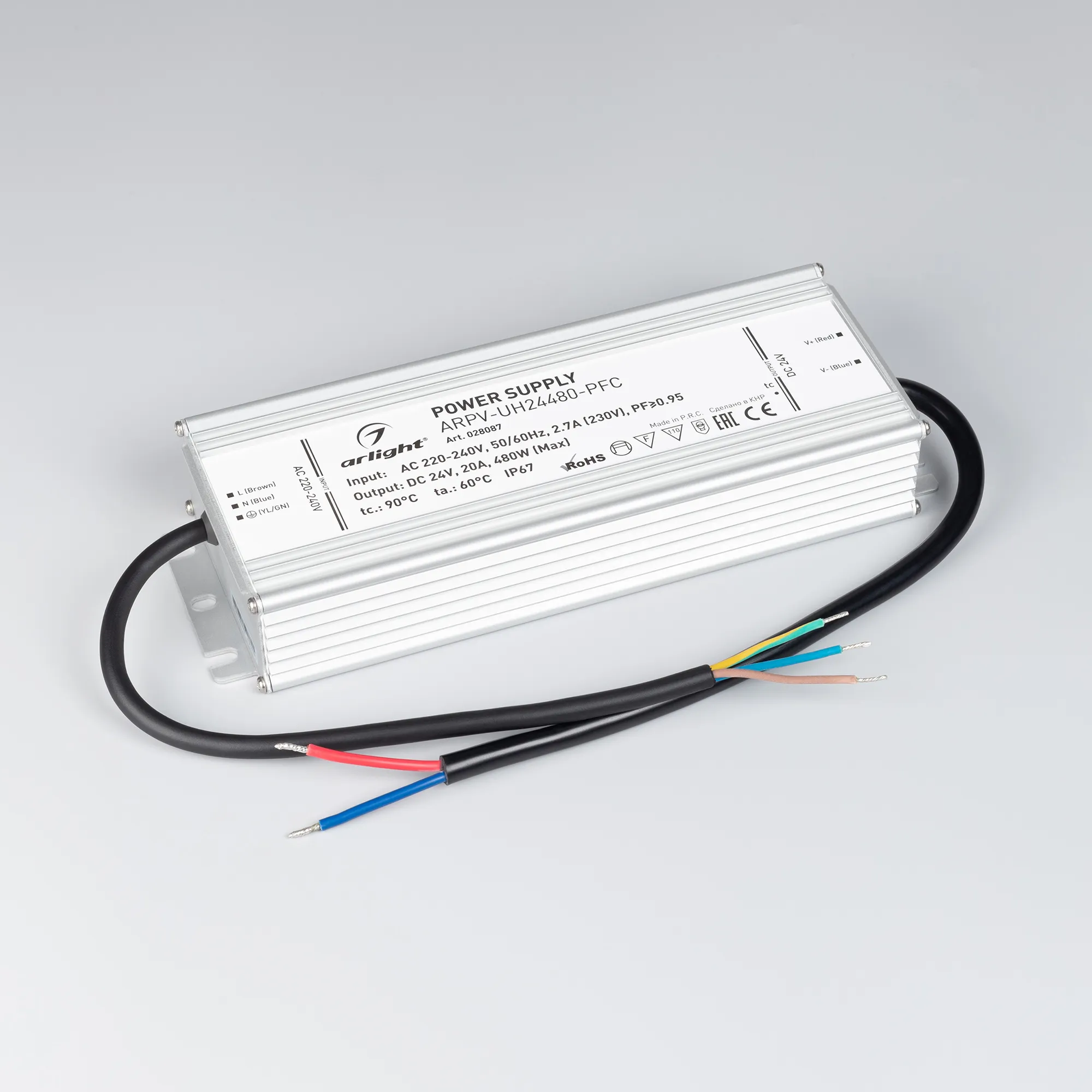 Блок питания для светильника Arlight ARPV-UH24480-PFC 24V 20A 480W / 028087 — фото 2