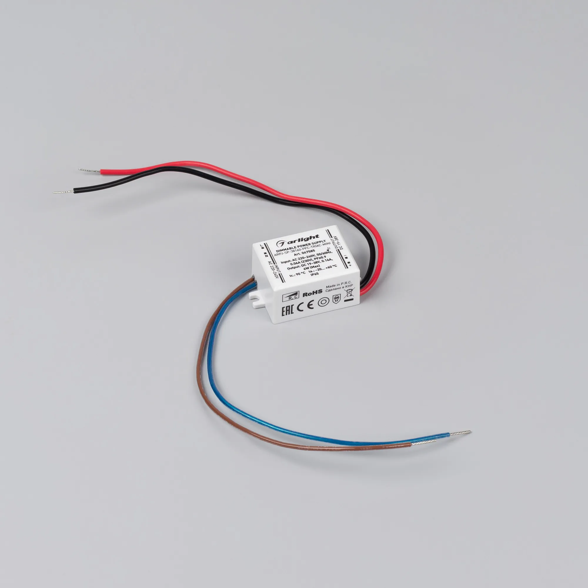 Блок питания для светильника Arlight ARPJ-SP-38160-PFC-TRIAC-MINI 6W 19-38V 160mA / 047585 — фото 2