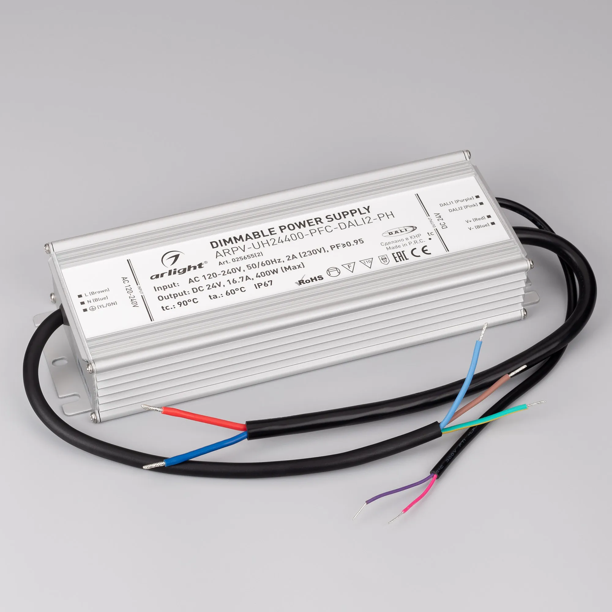 Блок питания для светильника Arlight ARPV-UH24400-PFC-DALI2-PH 24V 16.7A 400W / 025655(2) — фото 2
