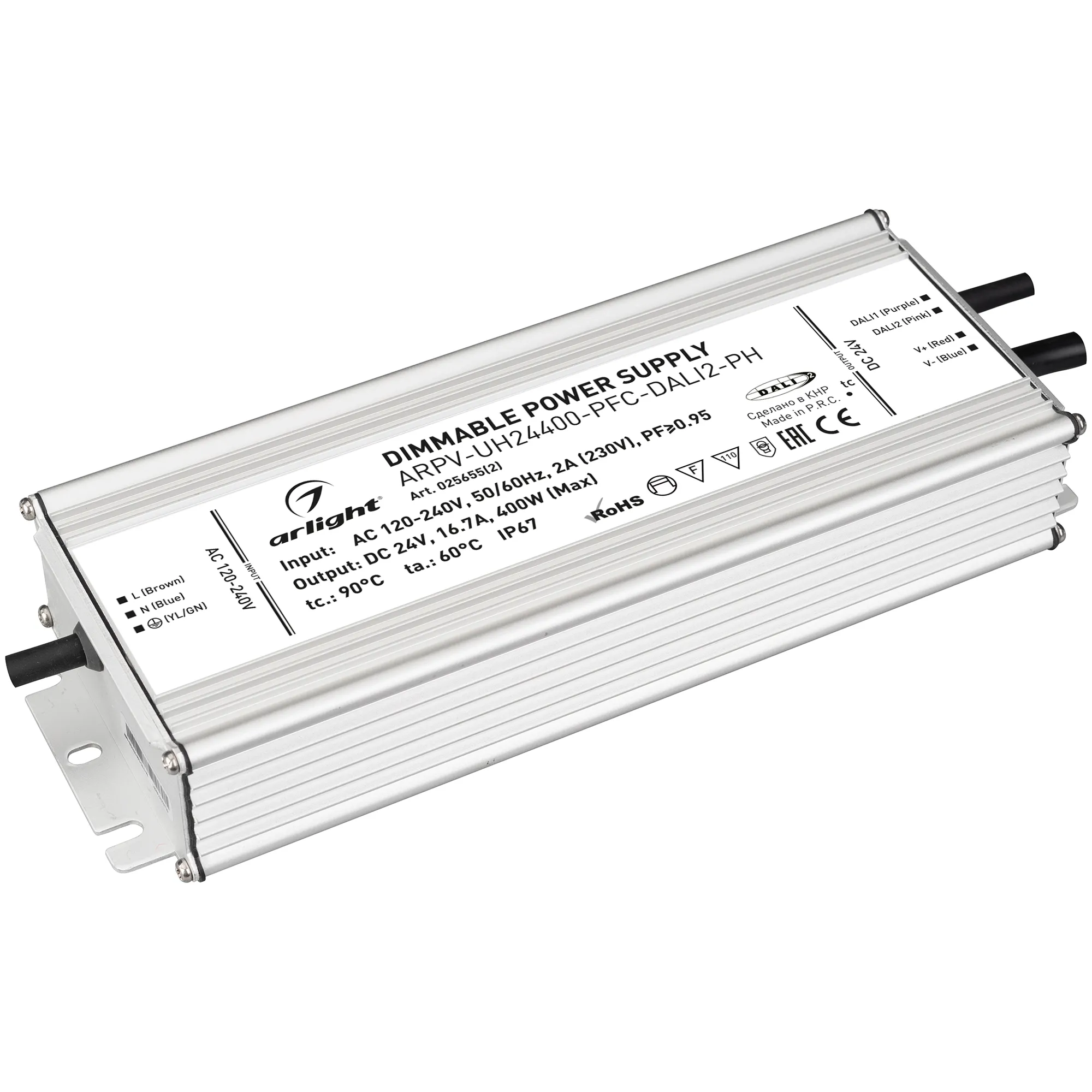 Блок питания для светильника Arlight ARPV-UH24400-PFC-DALI2-PH 24V 16.7A 400W / 025655(2)