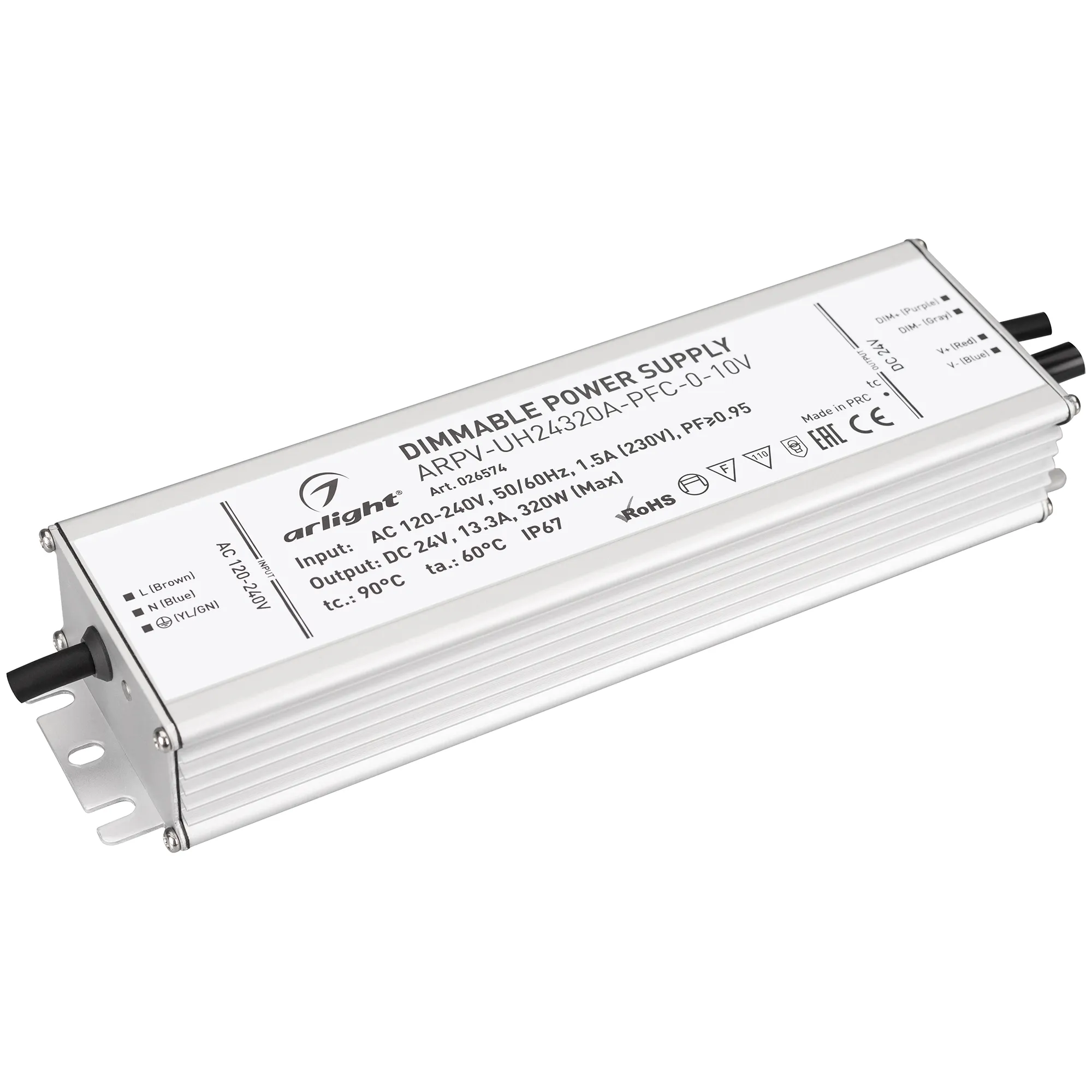 Блок питания для светильника Arlight ARPV-UH24320A-PFC-0-10V 24V 13.3A 320W / 026574