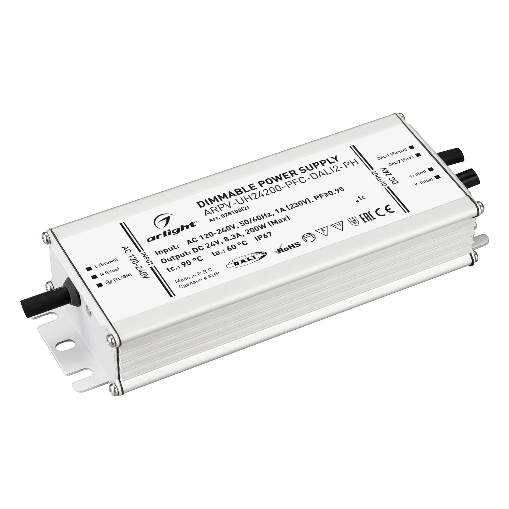 Блок питания для светильника Arlight ARPV-UH24200-PFC-DALI2-PH 24V 8.3A 200W / 028108(2)
