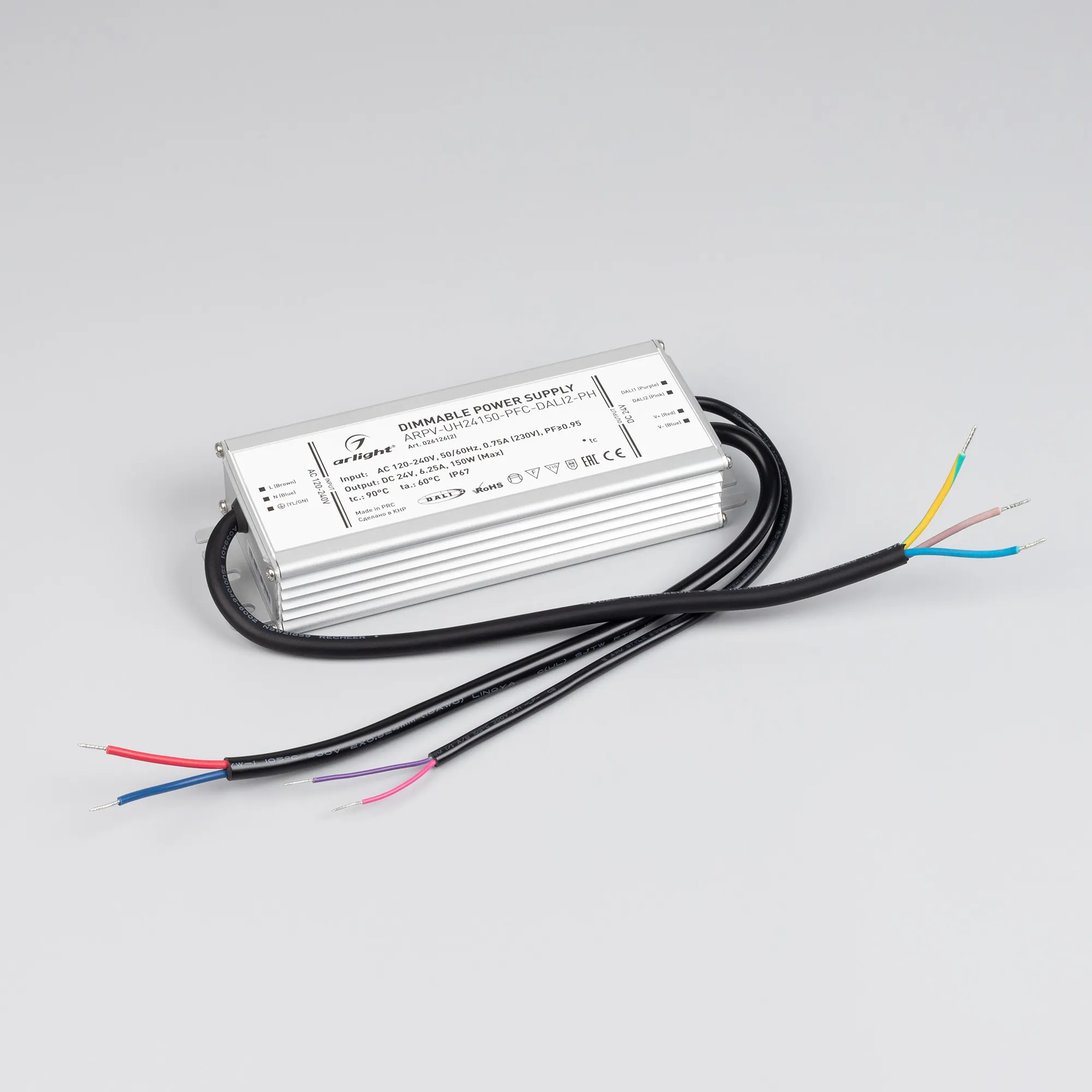 Блок питания для светильника Arlight ARPV-UH24150-PFC-DALI2-PH 24V 6.3A 150W / 026126(2) — фото 2