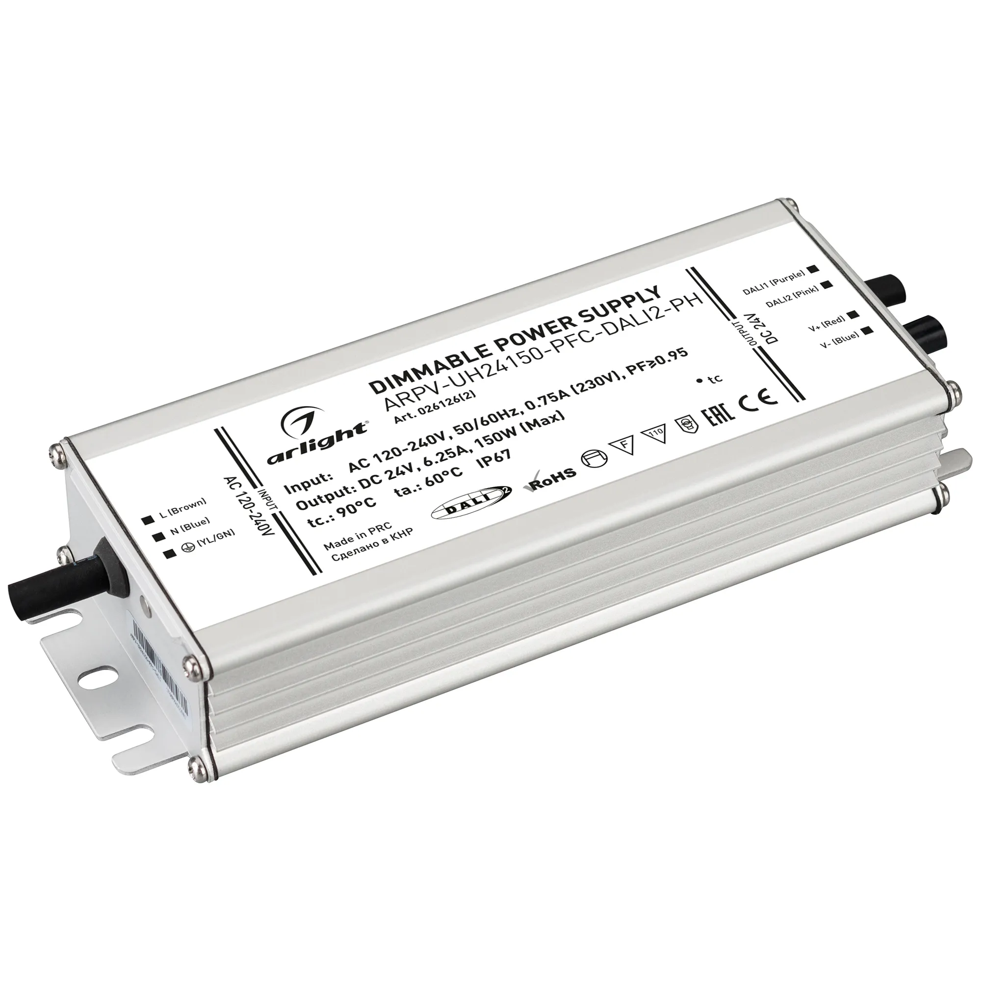 Блок питания для светильника Arlight ARPV-UH24150-PFC-DALI2-PH 24V 6.3A 150W / 026126(2)