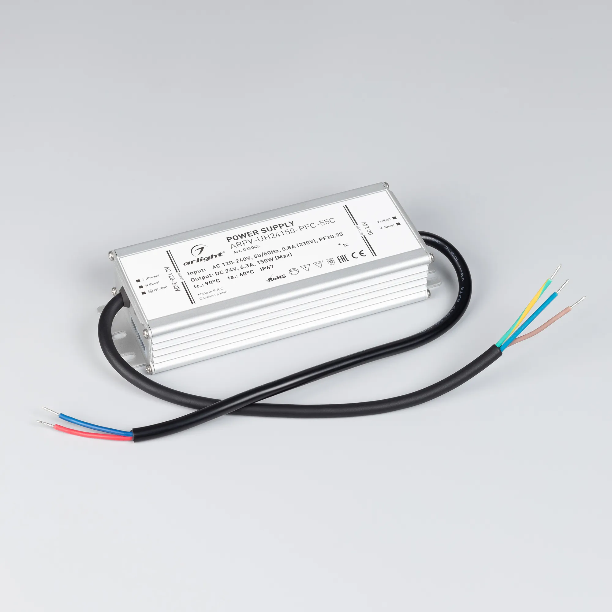 Блок питания для светильника Arlight ARPV-UH24150-PFC-55C 24V 6.3A 150W / 025045 — фото 2