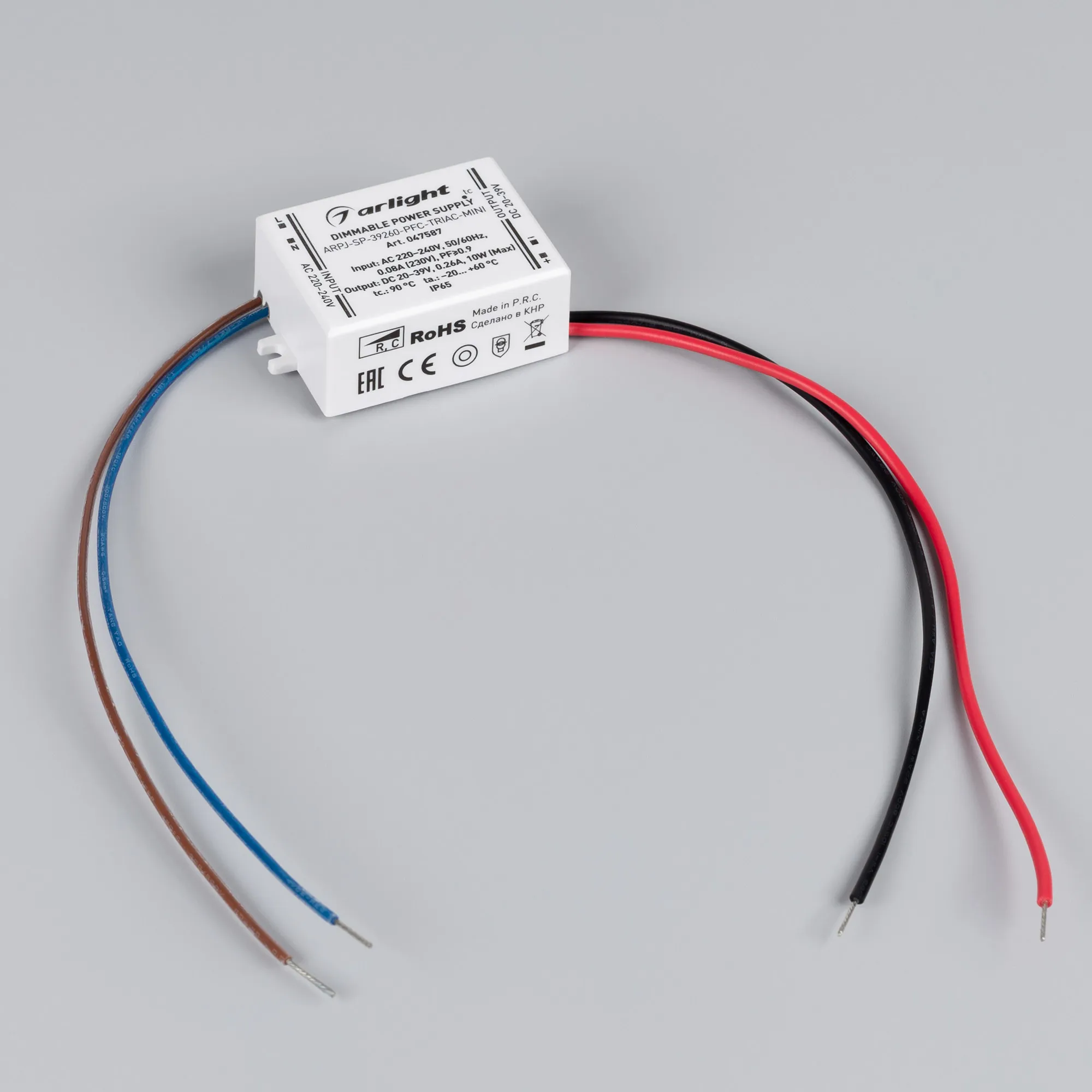 Блок питания для светильника Arlight ARPJ-SP-39260-PFC-TRIAC-MINI 10W 20-39V 260mA / 047587 — фото 2