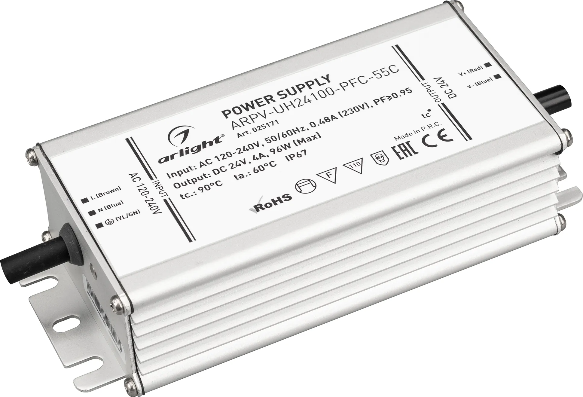 Блок питания для светильника Arlight ARPV-UH24100-PFC-55C 24V 4.2A 100W / 025171