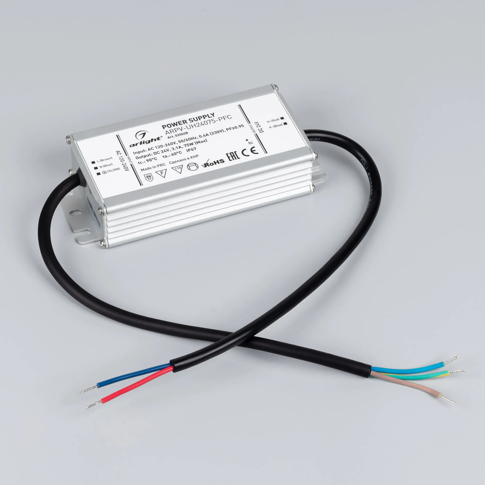 Блок питания для светильника Arlight ARPV-UH24075-PFC 24V 3.1A 75W / 025028 — фото 2