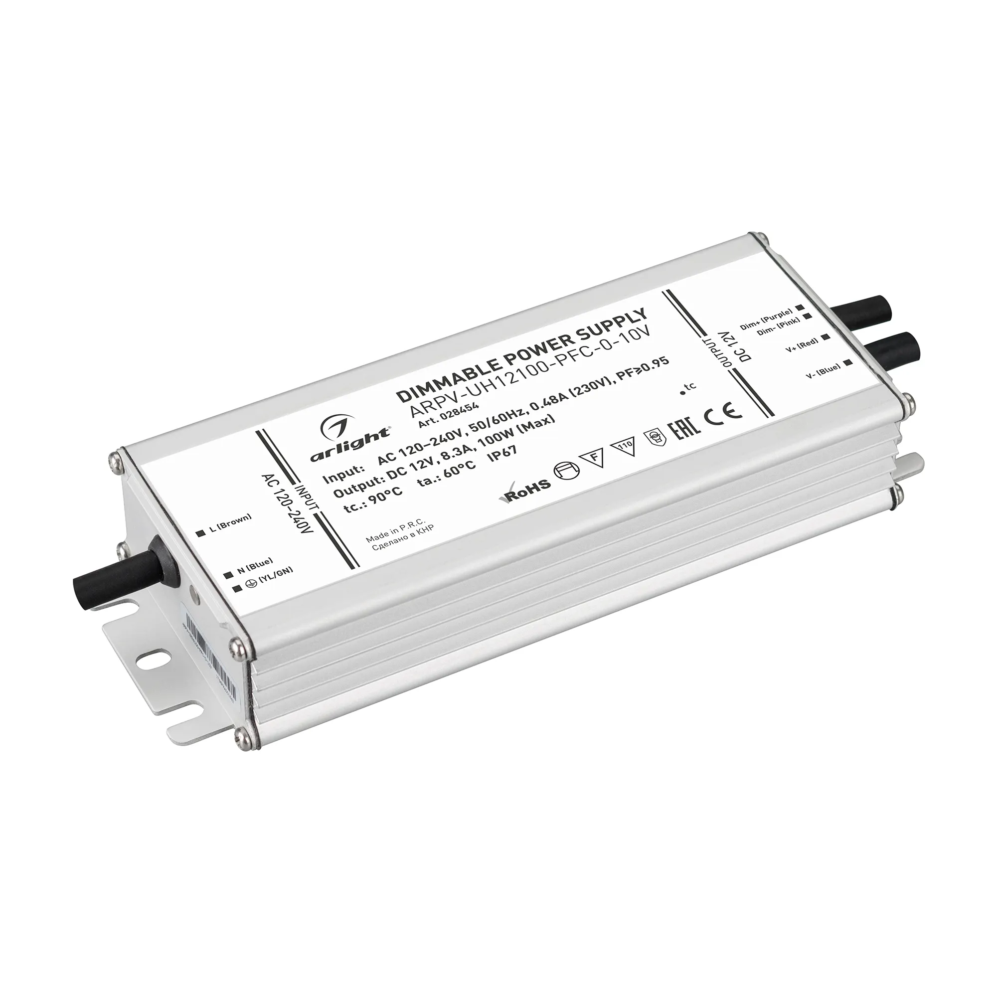Блок питания для светильника Arlight ARPV-UH12100-PFC-0-10V 12V 8.3A 100W / 028454