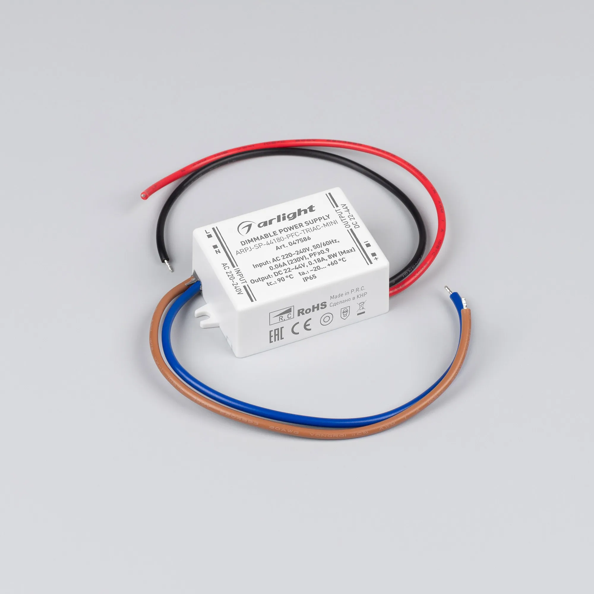 Блок питания для светильника Arlight ARPJ-SP-44180-PFC-TRIAC-MINI 8W 22-44V 180mA / 047586 — фото 2