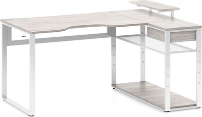Компьютерный стол Millwood Каир угловой 160х120х93.05 (дуб белый Craft/металл белый) - 
