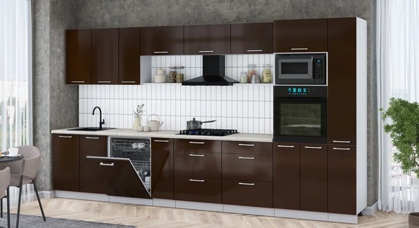 Купить Кухонный гарнитур Интерлиния Мила Gloss 3.8-ПМ1 в Гомеле