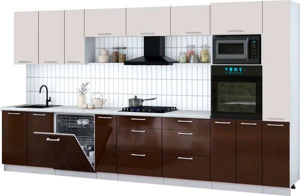 Кухонный гарнитур Интерлиния Мила Gloss 3.8-ПМ1