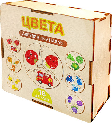 

Развивающая игра, Пазл деревянный. Цвета / 04560