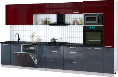 

Кухонный гарнитур, Мила Gloss 3.8-ПМ1