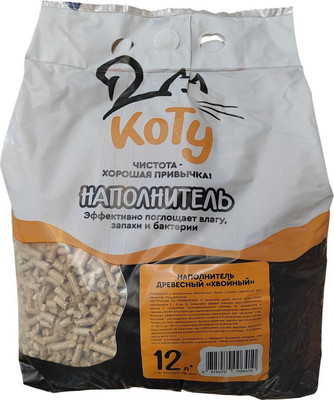 Наполнитель для туалета Коту Хвойный древесный (12л/4.5кг) - 