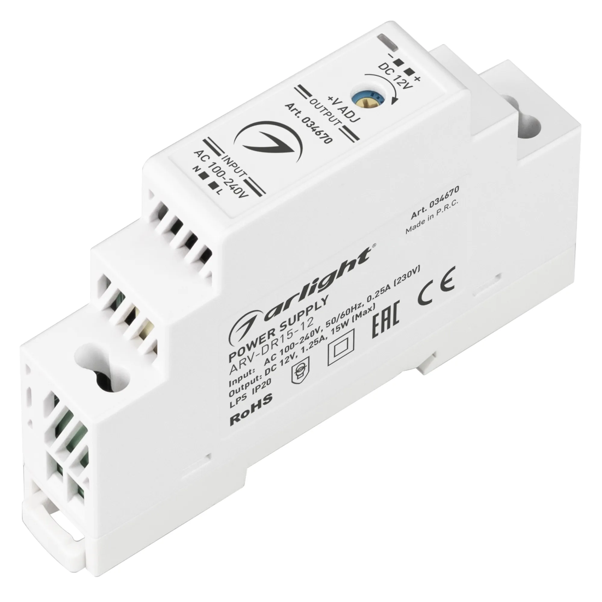 Блок питания для светильника Arlight ARV-DR15-12 12V 1.25A 15W / 034670