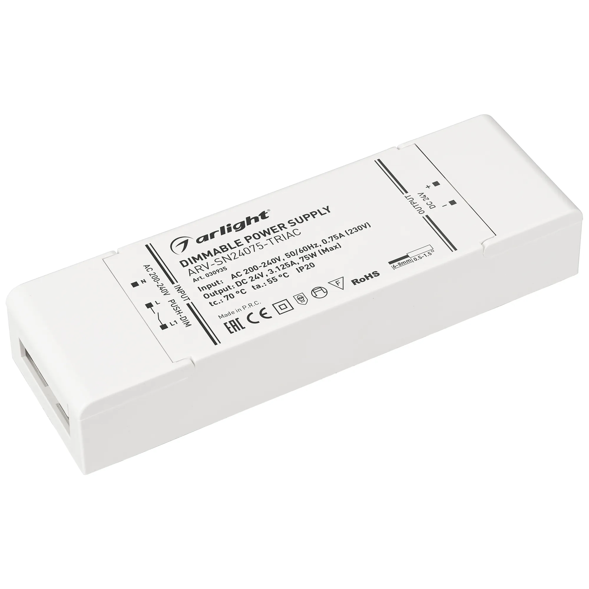 Блок питания для светильника Arlight ARV-SN24075-TRIAC 24V 3.125A 75W / 030935