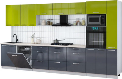 

Кухонный гарнитур, Мила Gloss 3.9-ПМ1