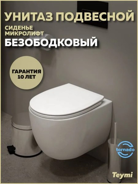 Купить Унитаз подвесной Teymi Lori Vortex / T40502 в Молодечно