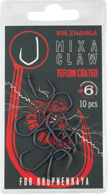 Набор крючков рыболовных Волжанка Mixa Claw Teflon №6 / HCVMCT-06 (10шт) -