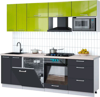 

Кухонный гарнитур, Мила Gloss 2.4-ПМ2