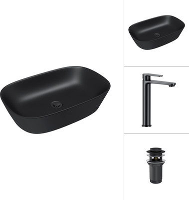 

Умывальник со смесителем, 21393-60-A + Moon 21СК8691BS с донным клапаном 21190B