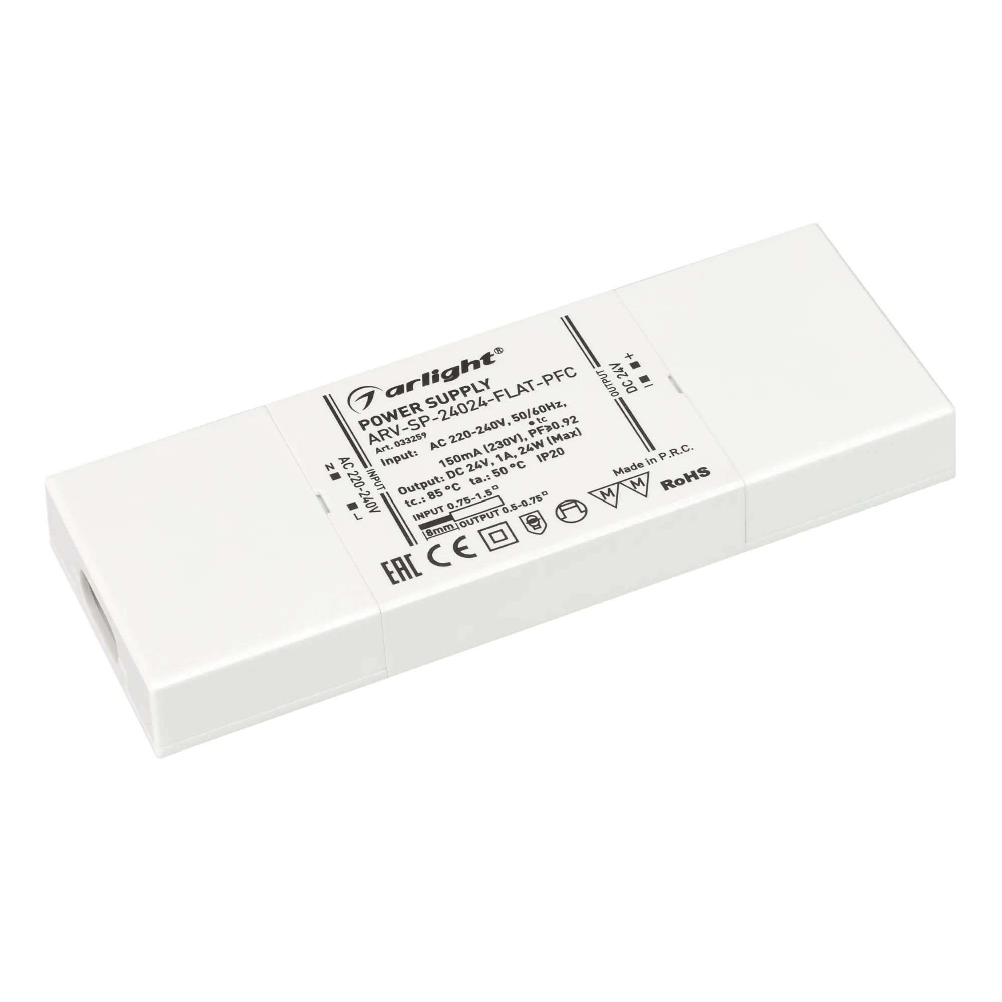 Блок питания для светильника Arlight ARV-SP-24024-FLAT-PFC 24V 1A 24W / 033259