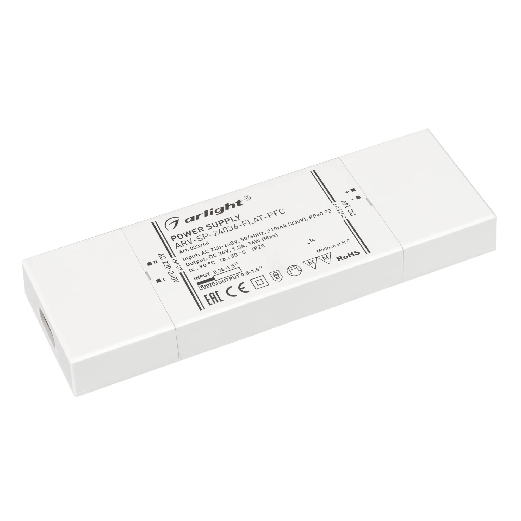 Блок питания для светильника Arlight ARV-SP-24036-FLAT-PFC 24V 1.5A 36W / 033260