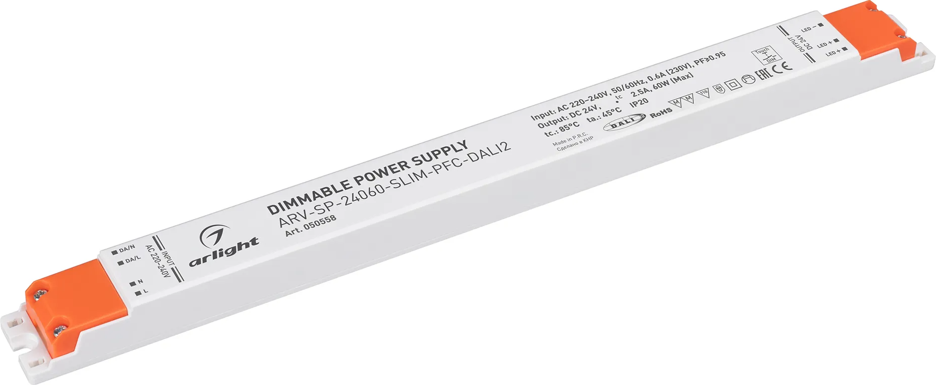 Блок питания для светильника Arlight ARV-SP-24060-SLIM-PFC-DALI2 24V 2.5A 60W / 050558