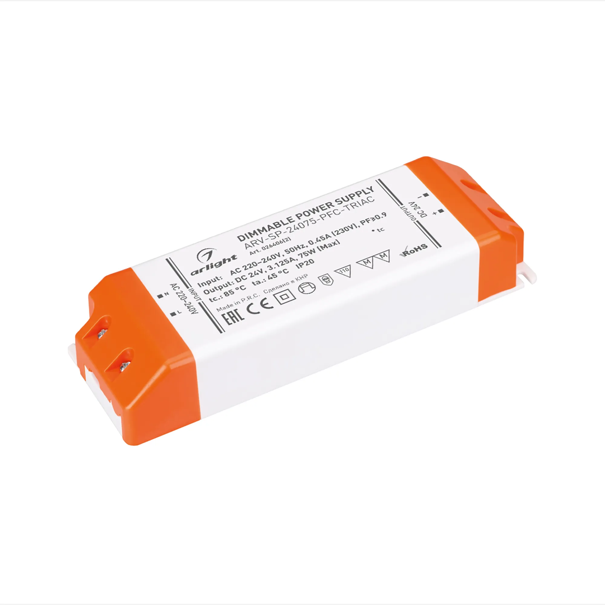 Блок питания для светильника Arlight ARV-SP-24075-PFC-TRIAC 24V 3.1A 75W / 026406(2)