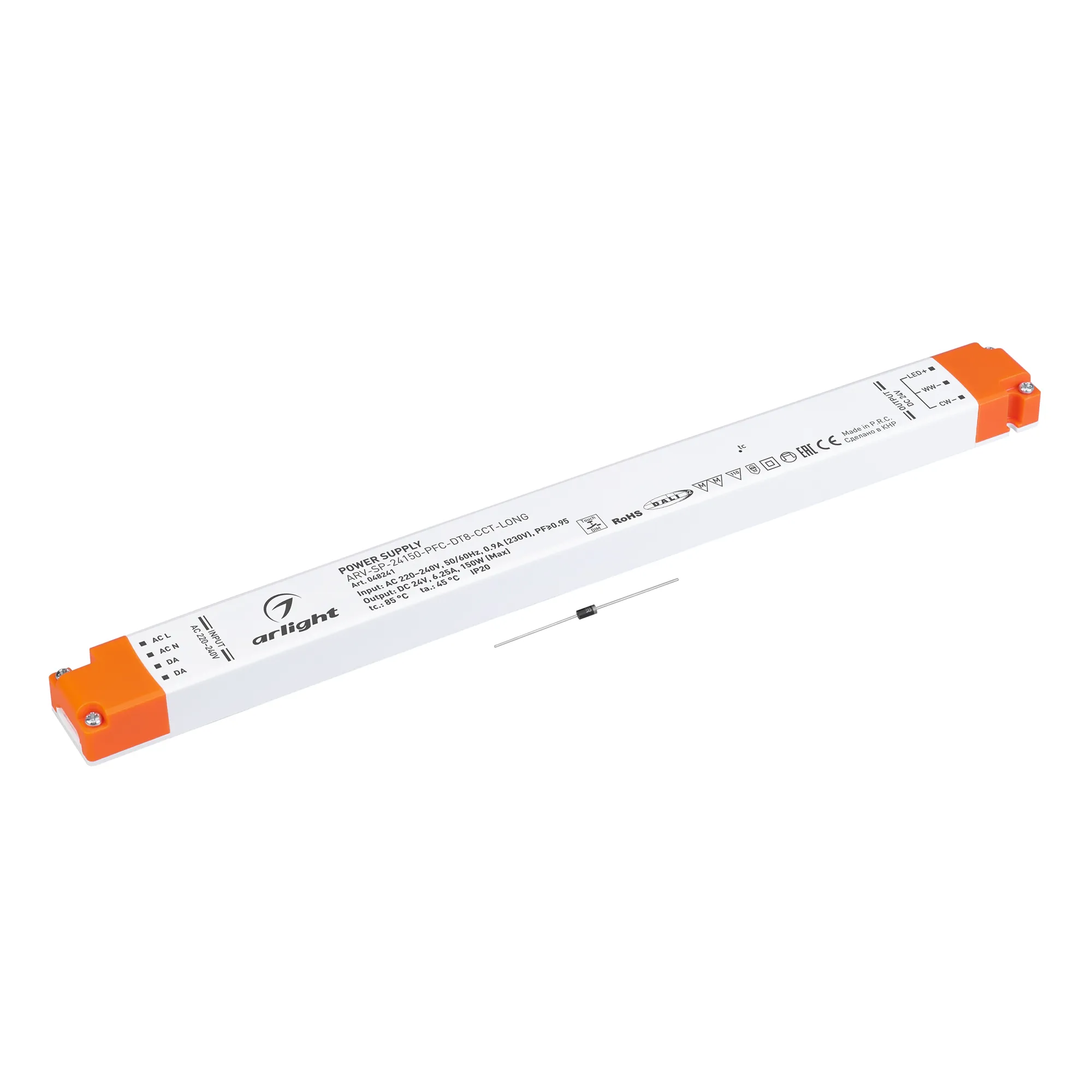 Блок питания для светильника Arlight ARV-SP-24150-PFC-DT8-CCT-LONG 24V 6.25A 150W / 048241