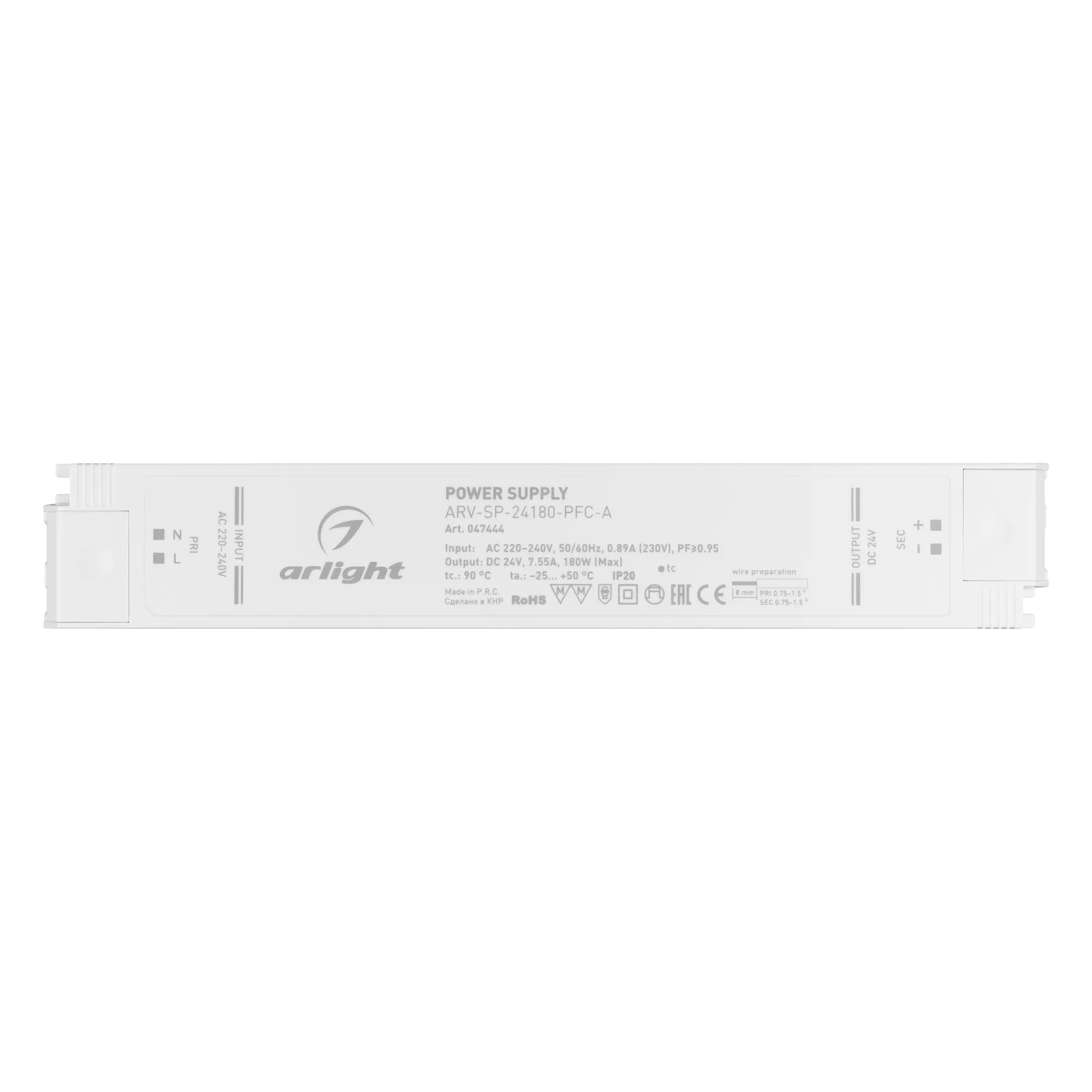Блок питания для светильника Arlight ARV-SP-24180-PFC-A 24V 7.5A 180W / 047444 — фото 2